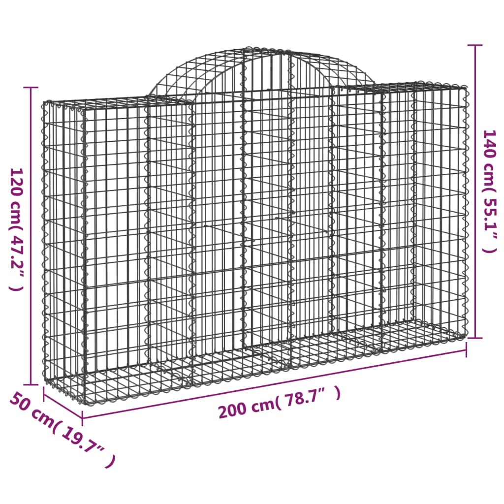 vidaXL Schanskorven 14 st gewelfd 200x50x120/140 cm ijzer