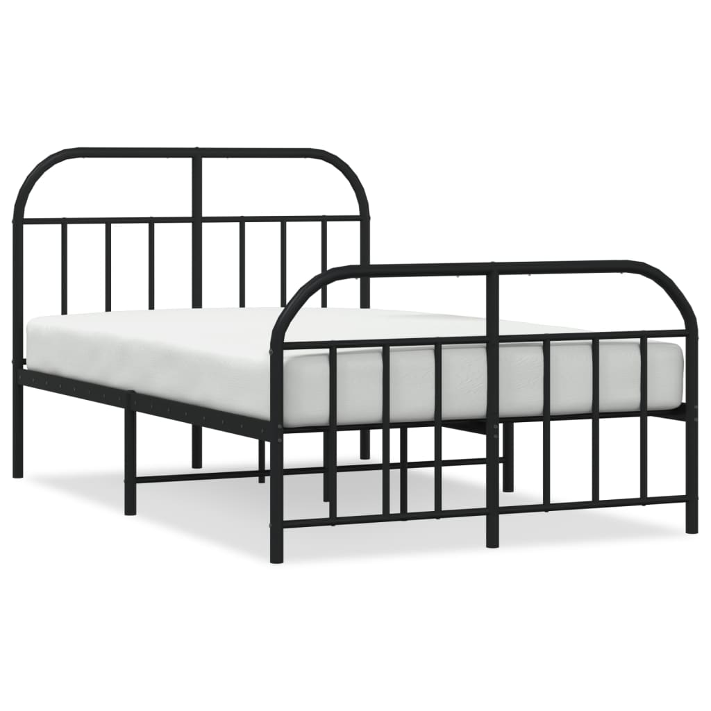 vidaXL Bedframe met hoofd- en voeteneinde metaal zwart 120x190 cm