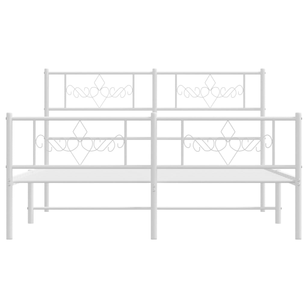 vidaXL Bedframe met hoofd- en voeteneinde metaal wit 135x190 cm