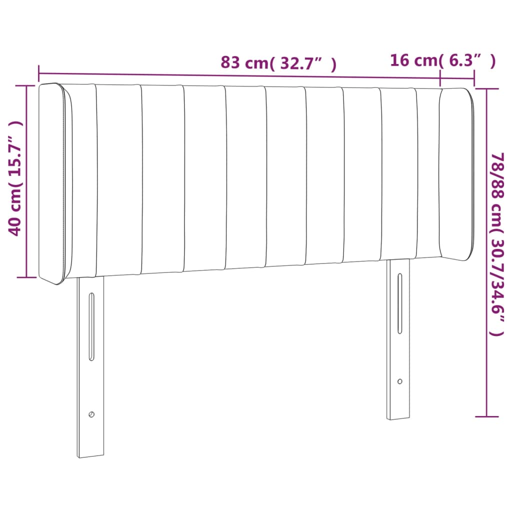 vidaXL Hoofdbord LED 83x16x78/88 cm stof blauw