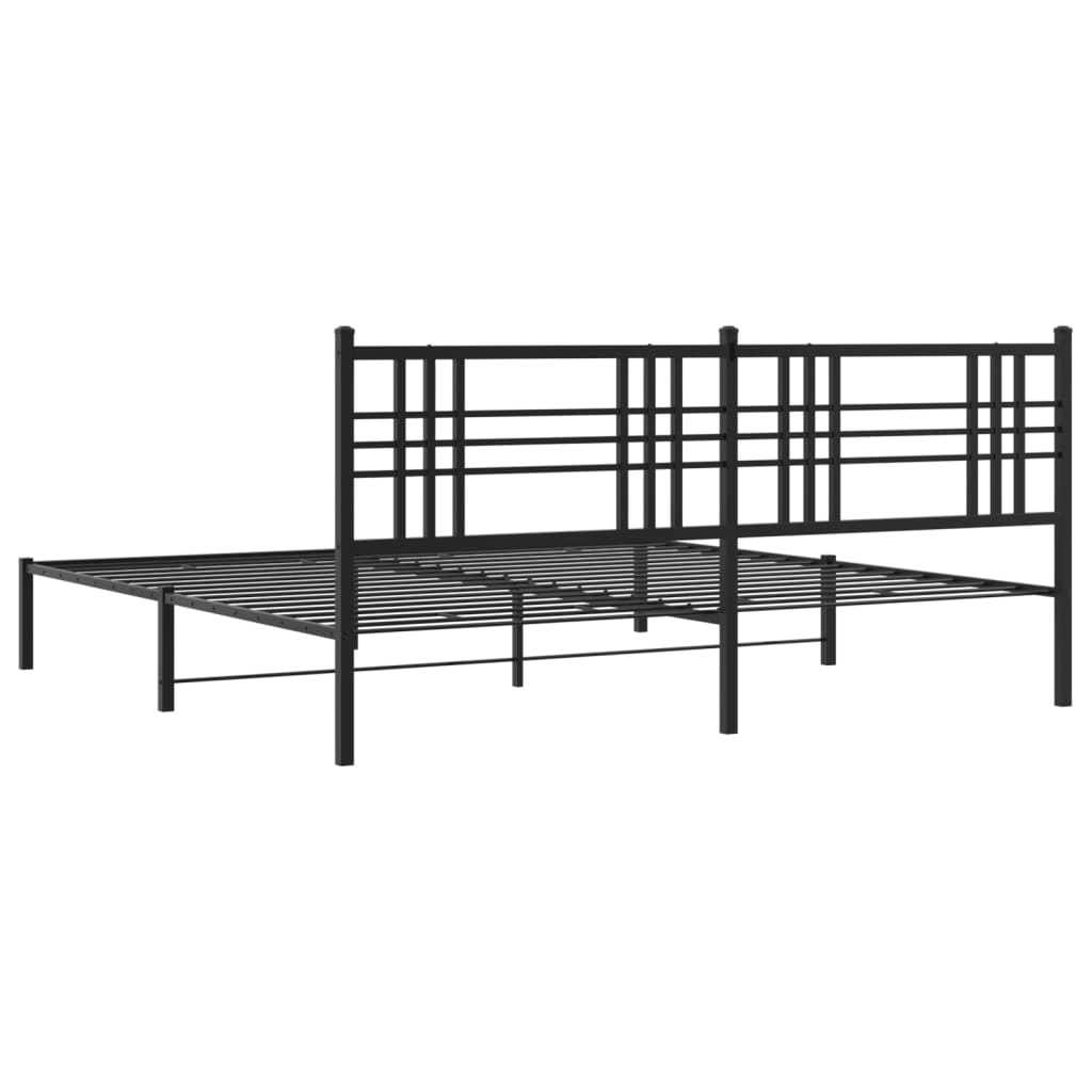 vidaXL Bedframe met hoofdbord metaal zwart 193x203 cm