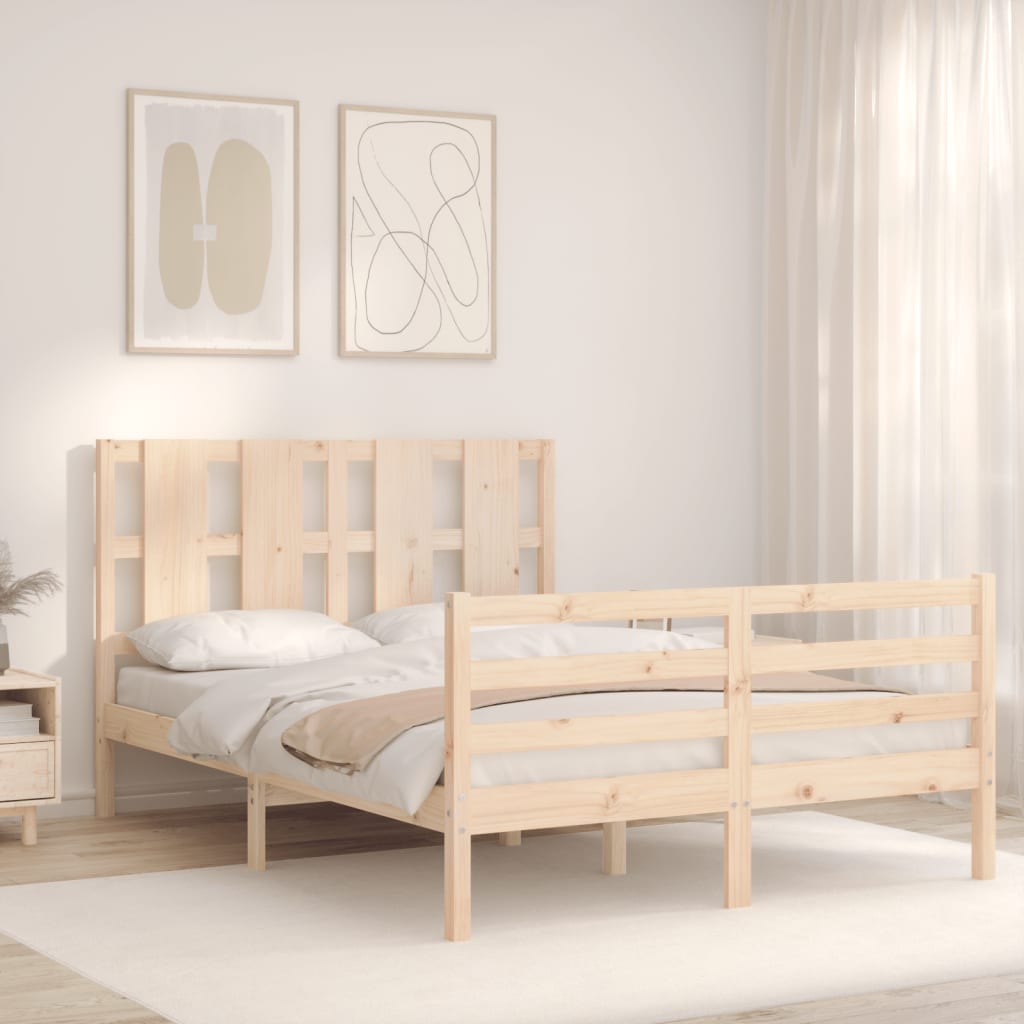 vidaXL Bedframe met hoofdbord massief hout 120x200 cm