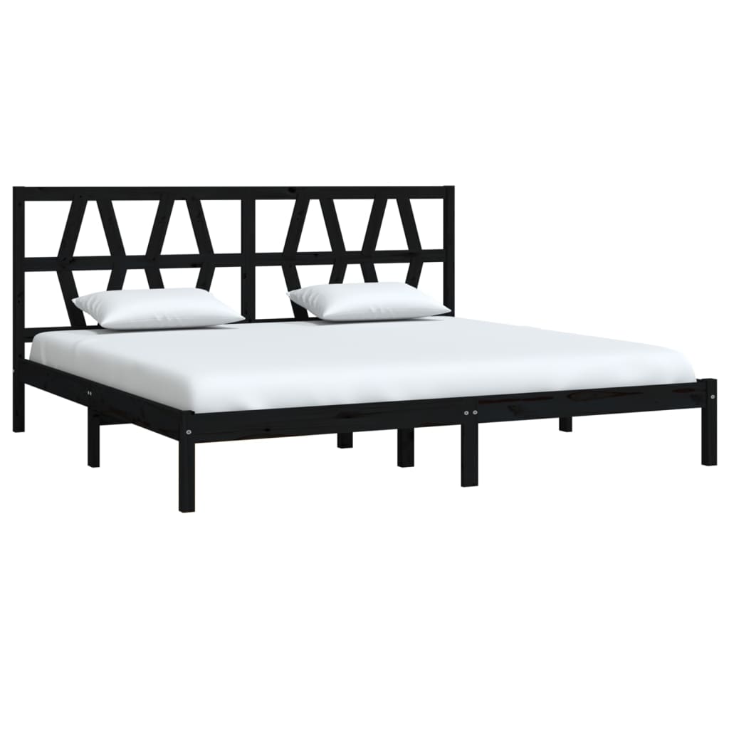 vidaXL Bedframe massief grenenhout zwart 200x200 cm