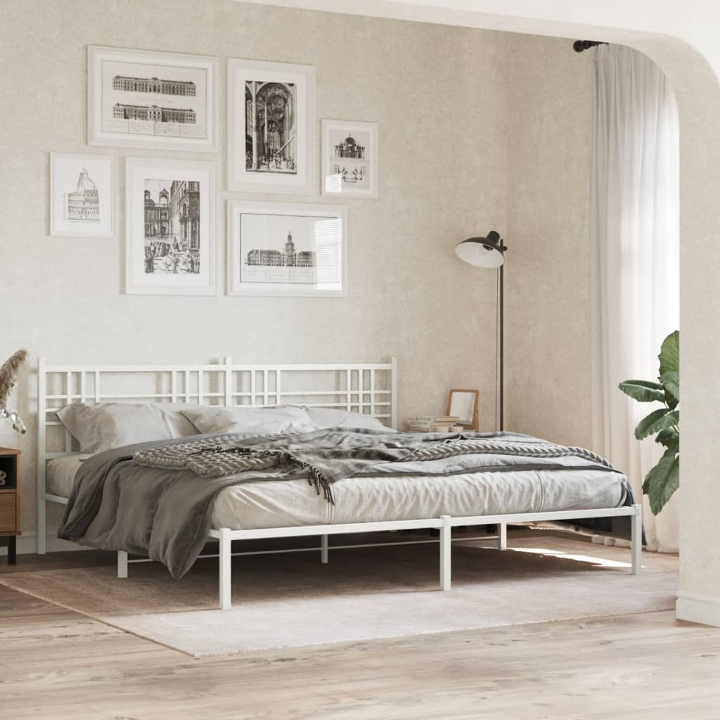 vidaXL Bedframe met hoofdbord metaal wit 193x203 cm