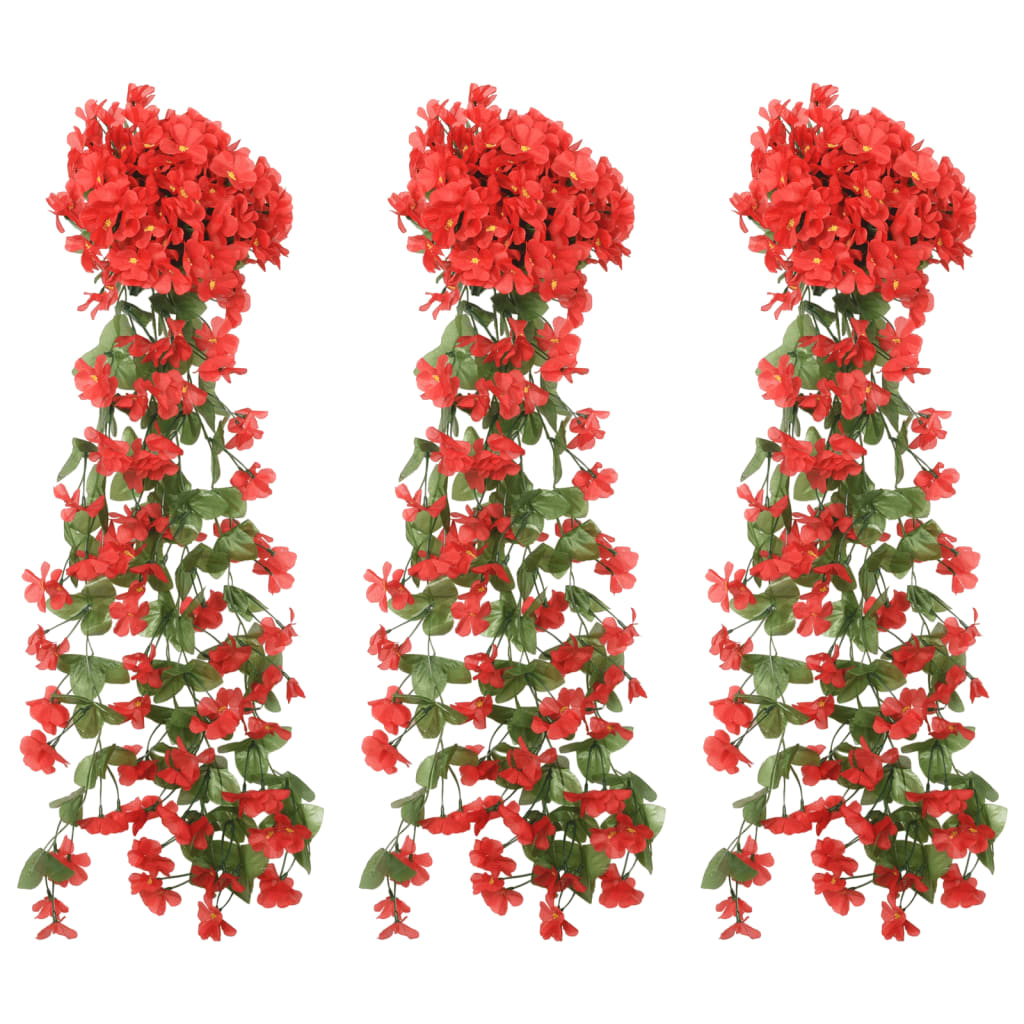 vidaXL Kerstslingers met bloemen 3 st 85 cm rood