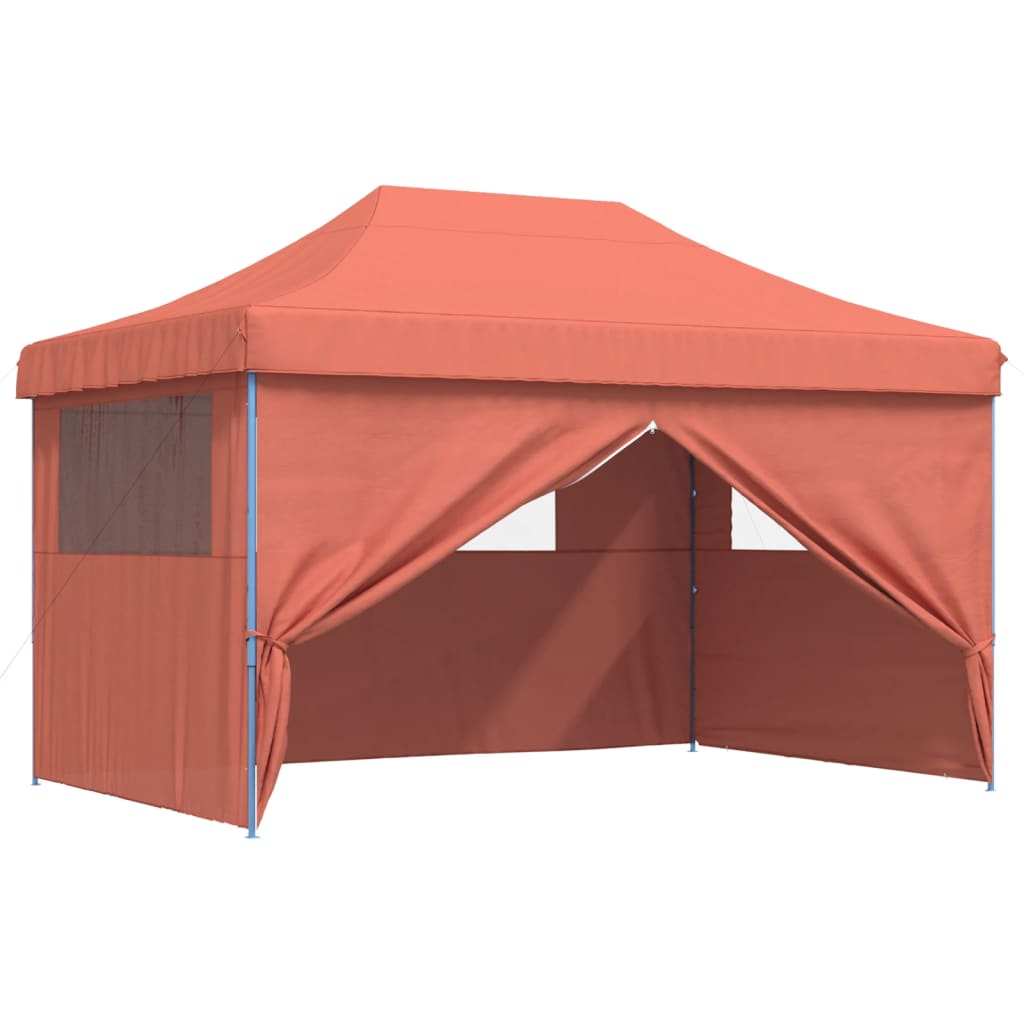 vidaXL Partytent inklapbaar pop-up met 4 zijwanden terracottakleurig