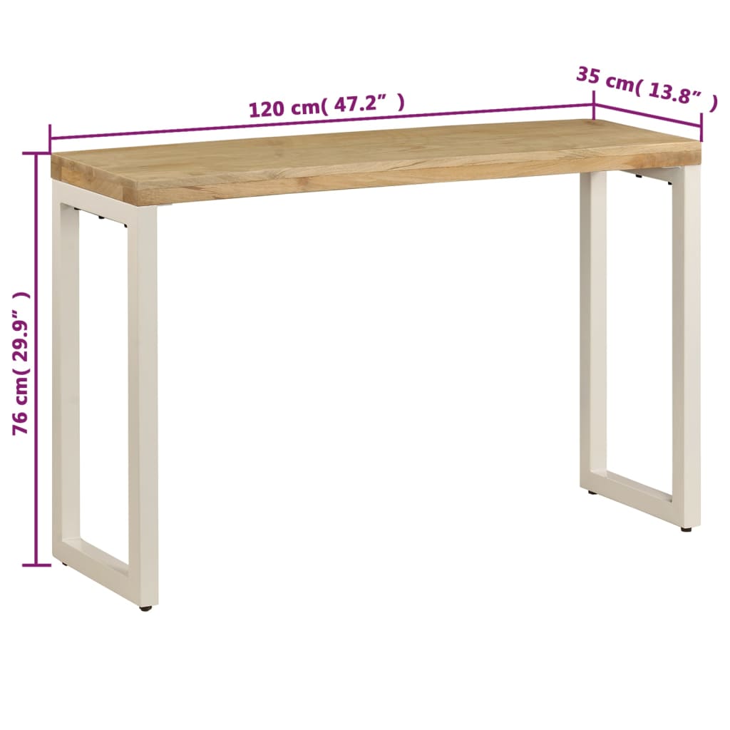 vidaXL Wandtafel 120x35x76 cm massief mangohout en staal