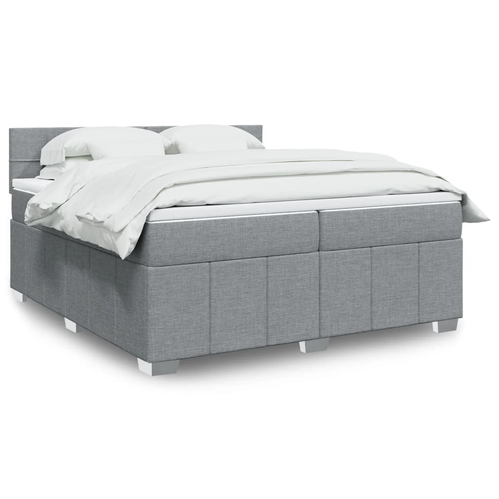 vidaXL Boxspring met matras stof lichtgrijs 200x200 cm