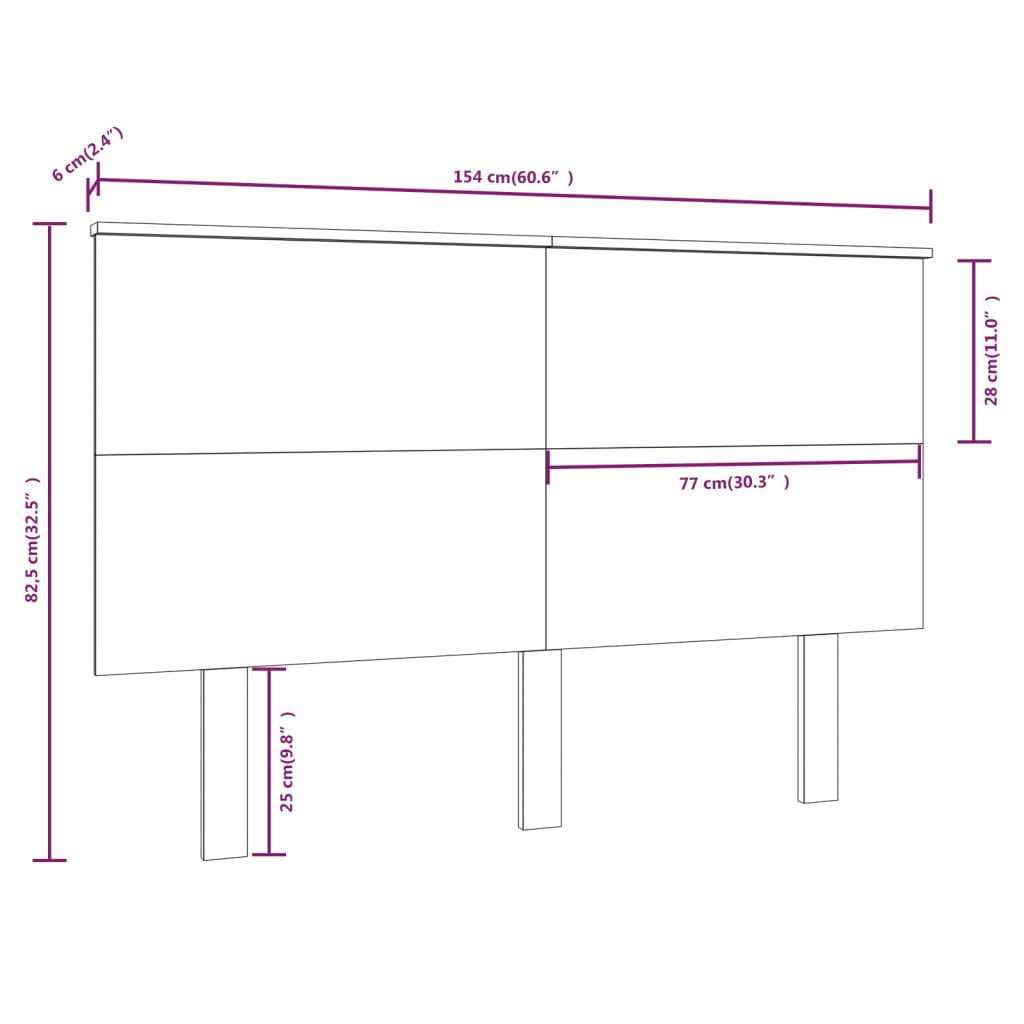 vidaXL Hoofdbord 154x6x82,5 cm massief grenenhout wit