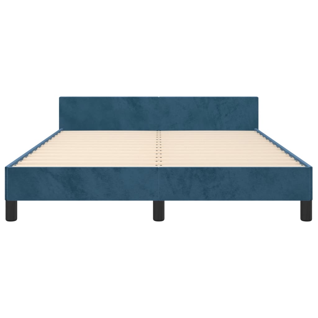 vidaXL Bedframe zonder matras 140x190 cm fluweel donkerblauw