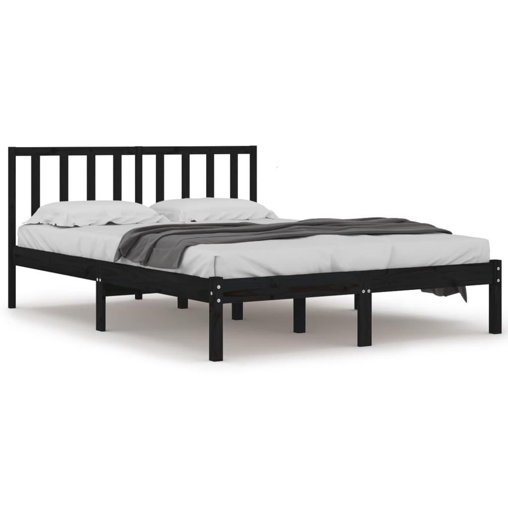 vidaXL Bedframe massief grenenhout zwart 200x200 cm