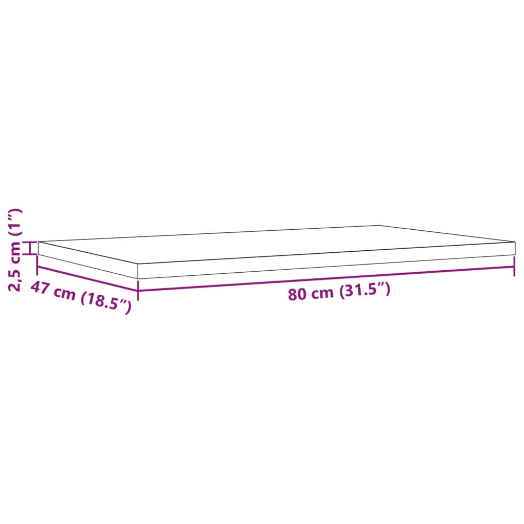 vidaXL Tafelbladen 3 st rechthoekig 80x47x2,5 cm massief grenenhout