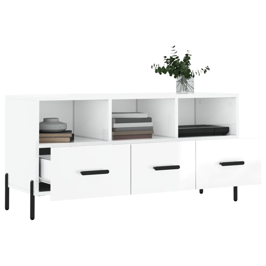 vidaXL Tv-meubel 102x36x50 cm bewerkt hout hoogglans wit