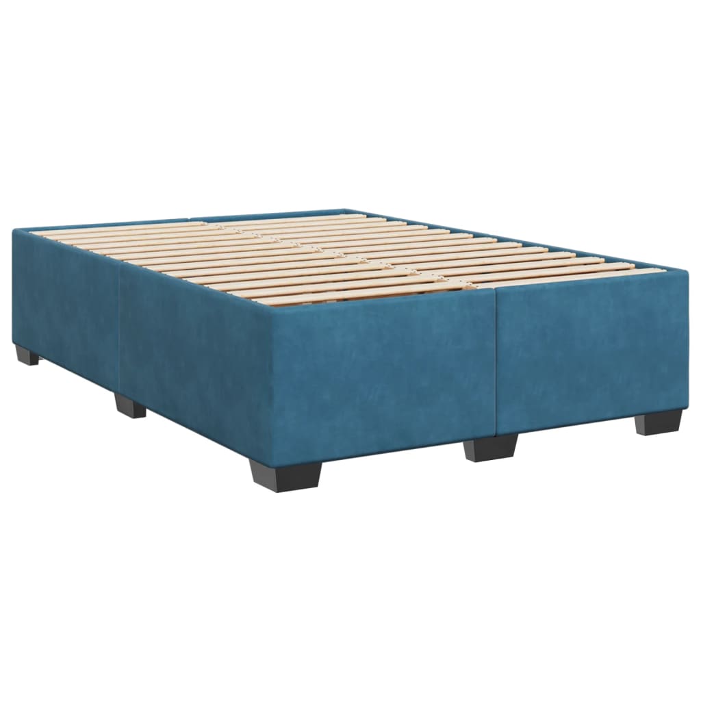 vidaXL Boxspring met matras fluweel blauw 160x200 cm