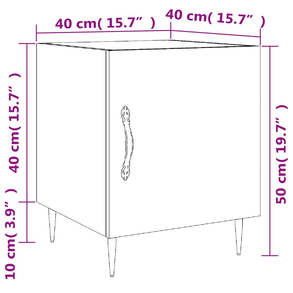 vidaXL Nachtkastjes 2 st 40x40x50 cm bewerkt hout betongrijs