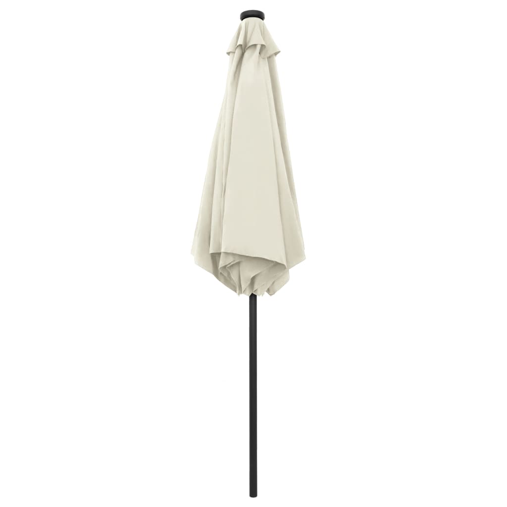 vidaXL Parasol met LED-verlichting en aluminium paal 270 cm zandwit