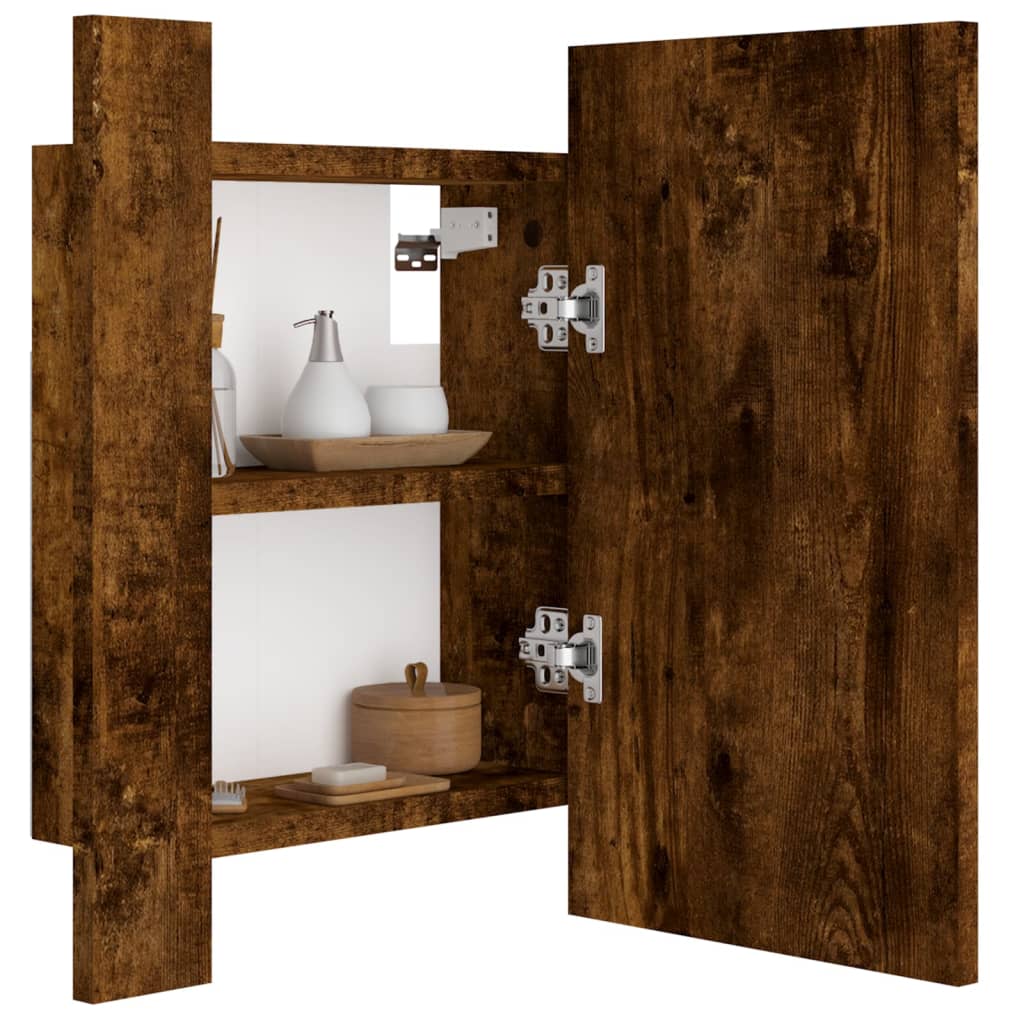 vidaXL Badkamerspiegelkast LED 40x12x45 cm bewerkt hout gerookt eiken