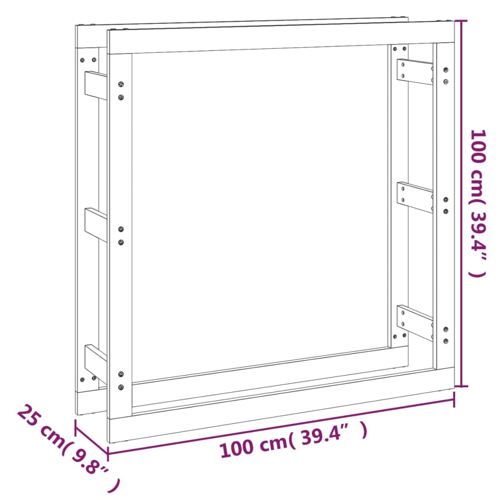 vidaXL Haardhoutrek 100x25x100 cm massief grenenhout grijs