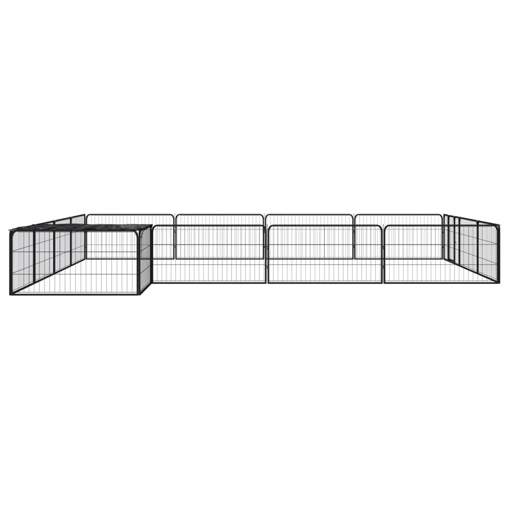 vidaXL Hondenkennel 16 panelen 100x50 cm gepoedercoat staal zwart