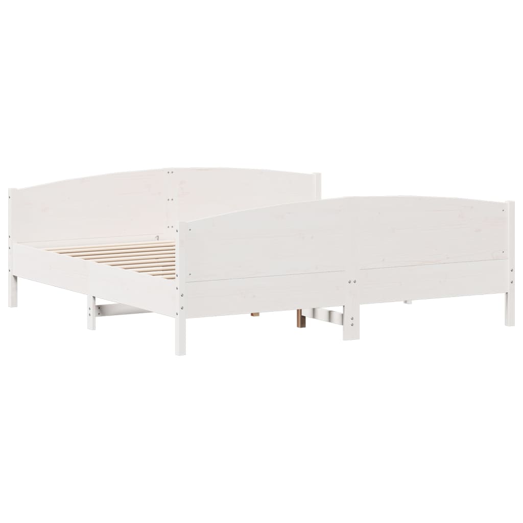 vidaXL Bedframe met hoofdbord massief grenenhout wit 180x200 cm