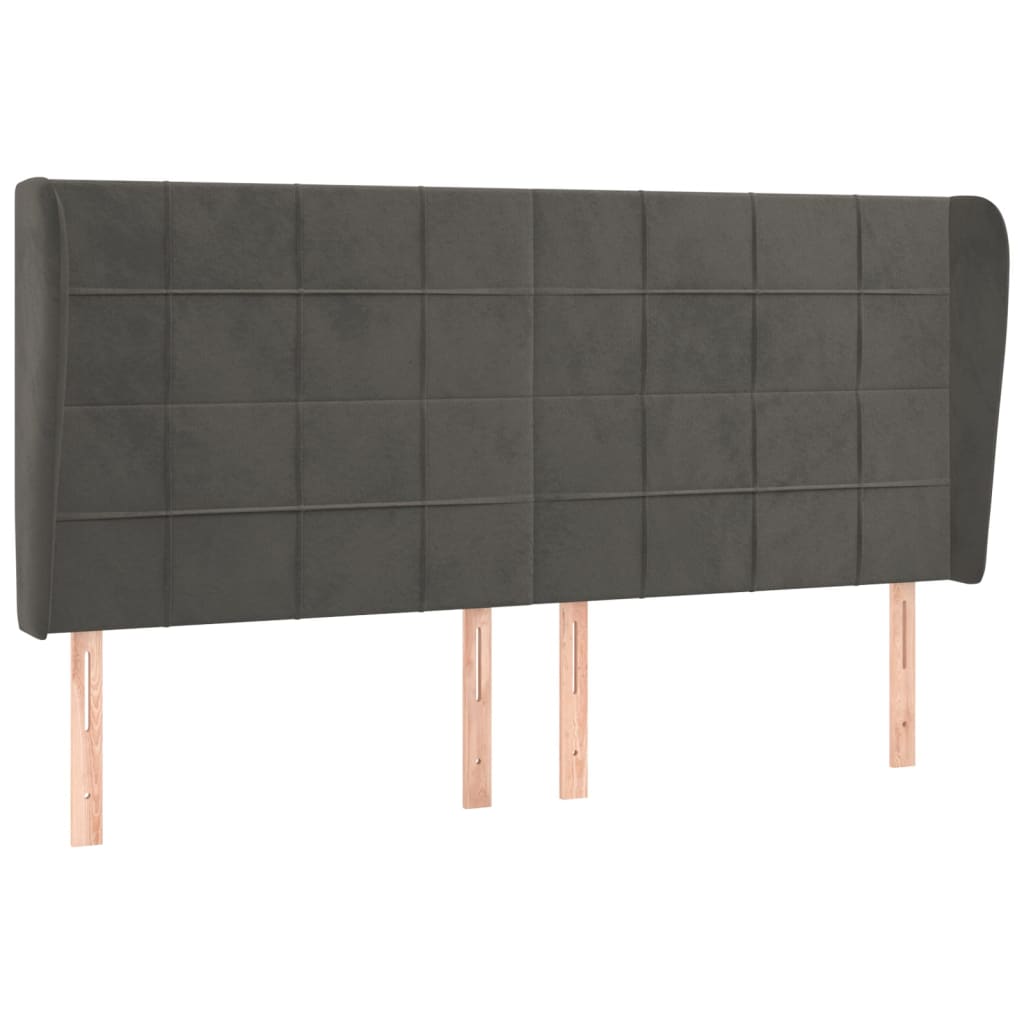 vidaXL Hoofdbord met randen 183x23x118/128 cm fluweel donkergrijs