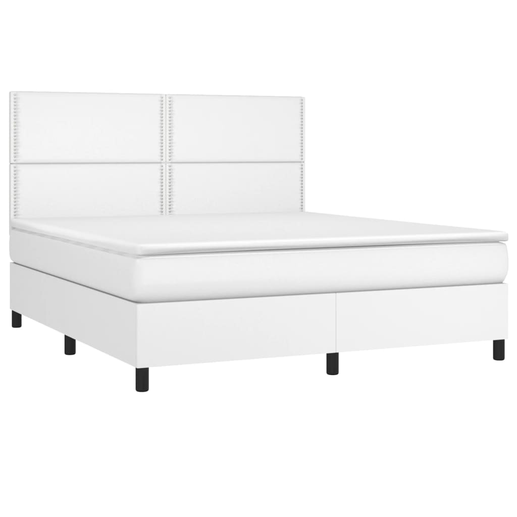 vidaXL Boxspring met matras en LED kunstleer wit 180x200 cm