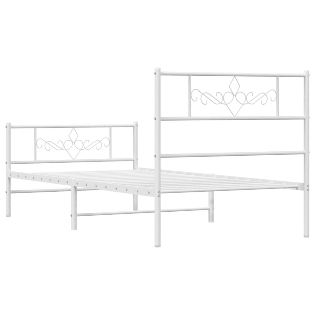 vidaXL Bedframe met hoofd- en voeteneinde metaal wit 80x200 cm