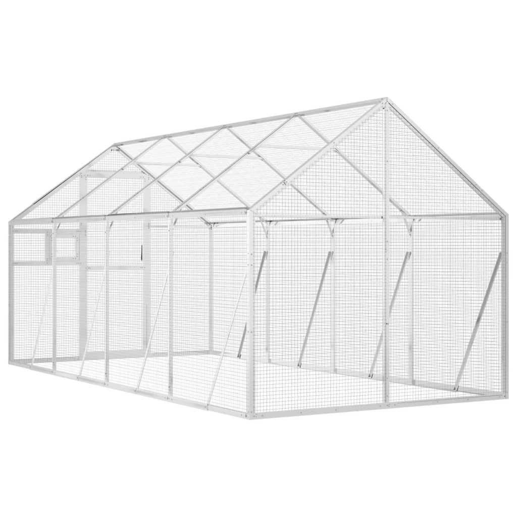 vidaXL Volière 1,79x4x1,85 m aluminium zilverkleurig