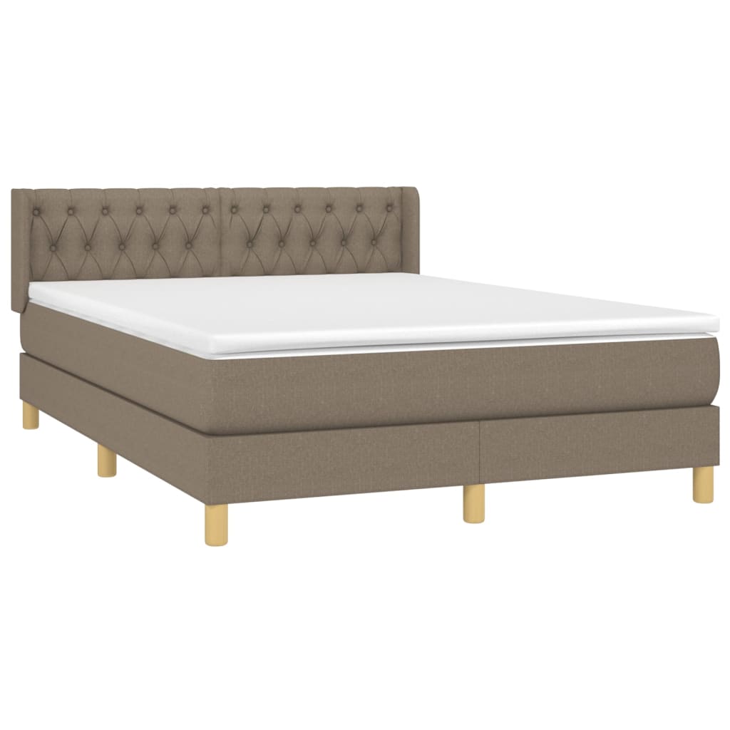 vidaXL Boxspring met matras stof taupe 140x200 cm