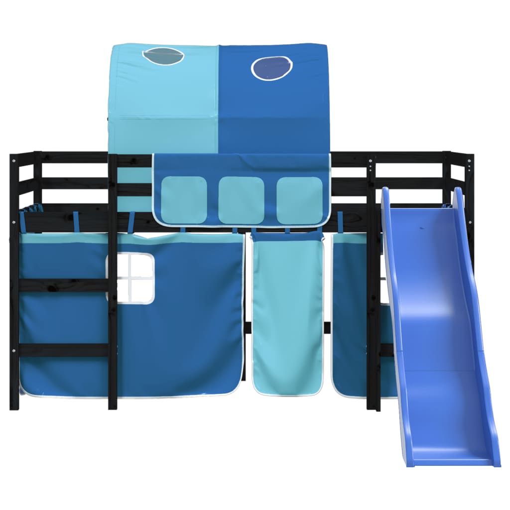 vidaXL Kinderhoogslaper met tunnel 80x200 cm massief grenenhout blauw