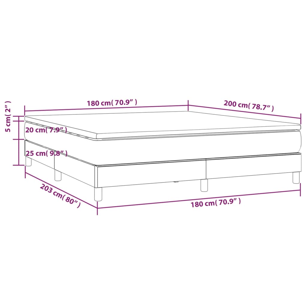 vidaXL Boxspring met matras kunstleer zwart 180x200 cm