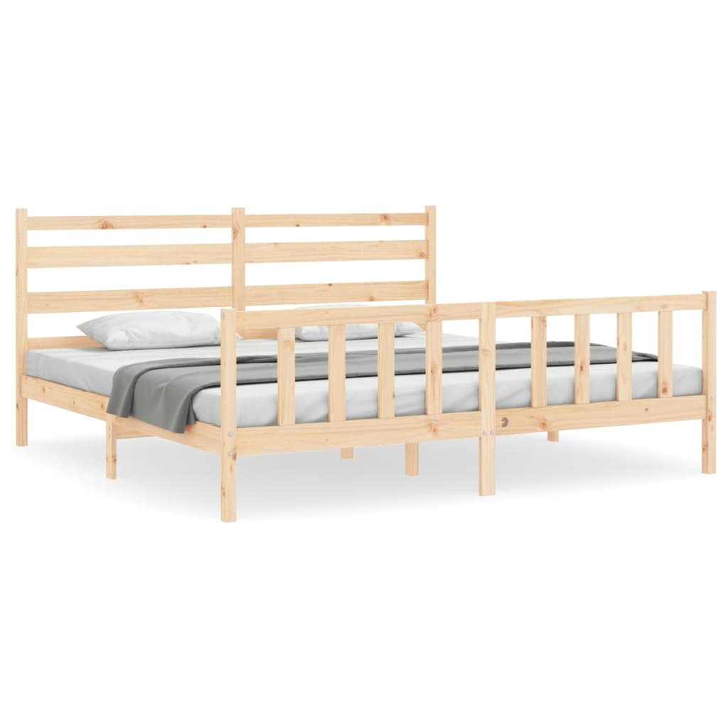 vidaXL Bedframe met hoofdbord massief hout 180x200 cm