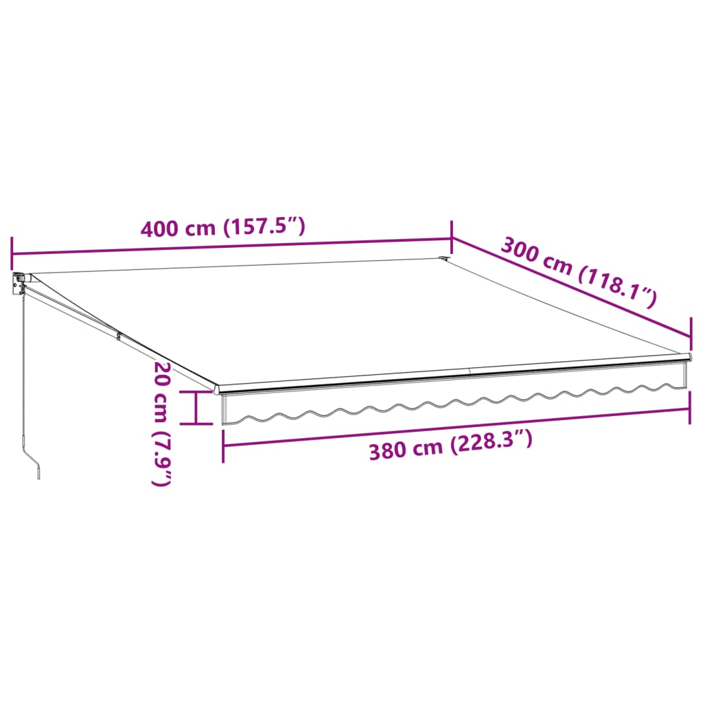 vidaXL Luifel handmatig uittrekbaar 400x300 cm bruin