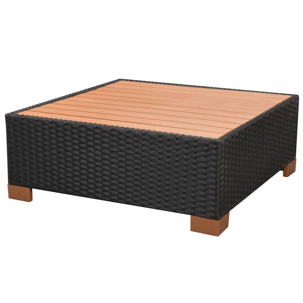 vidaXL 7-delige Loungeset met kussens poly rattan zwart