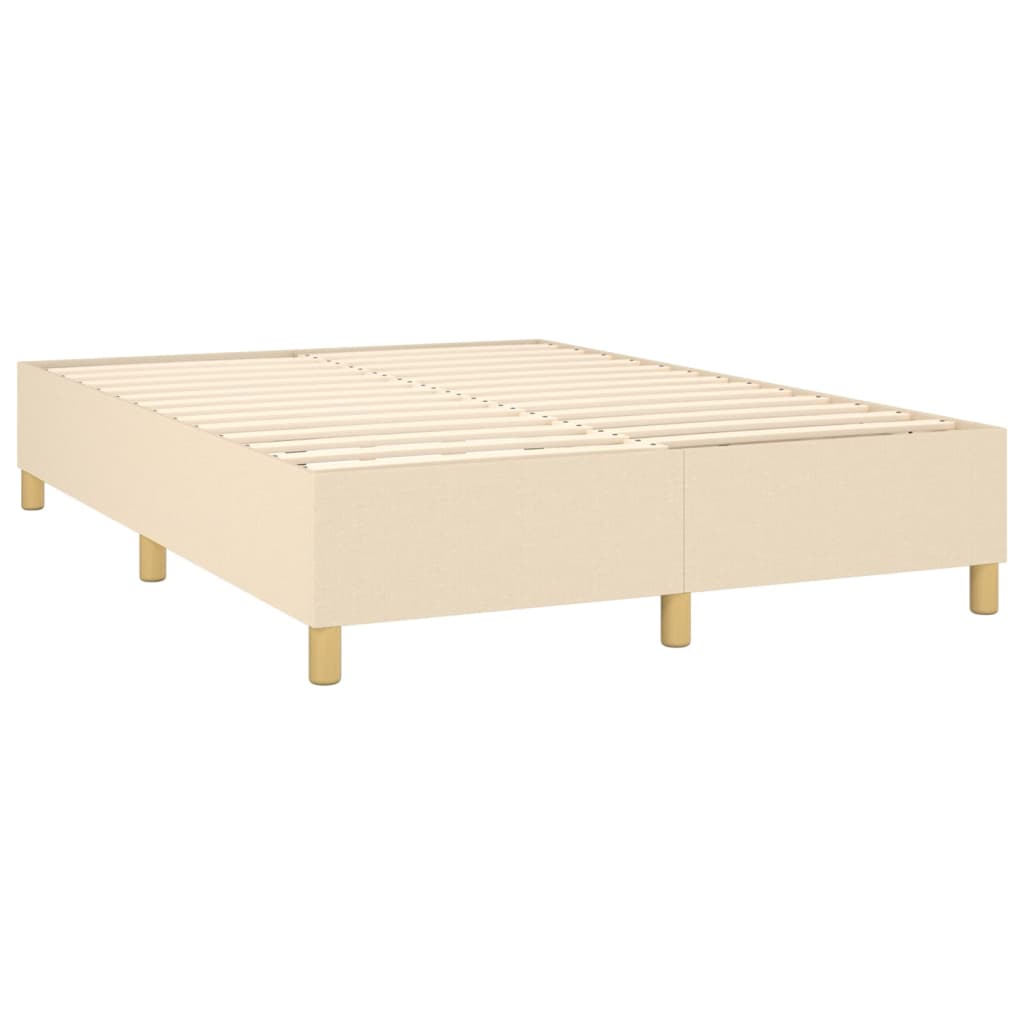 vidaXL Boxspring met matras stof crèmekleurig 140x190 cm