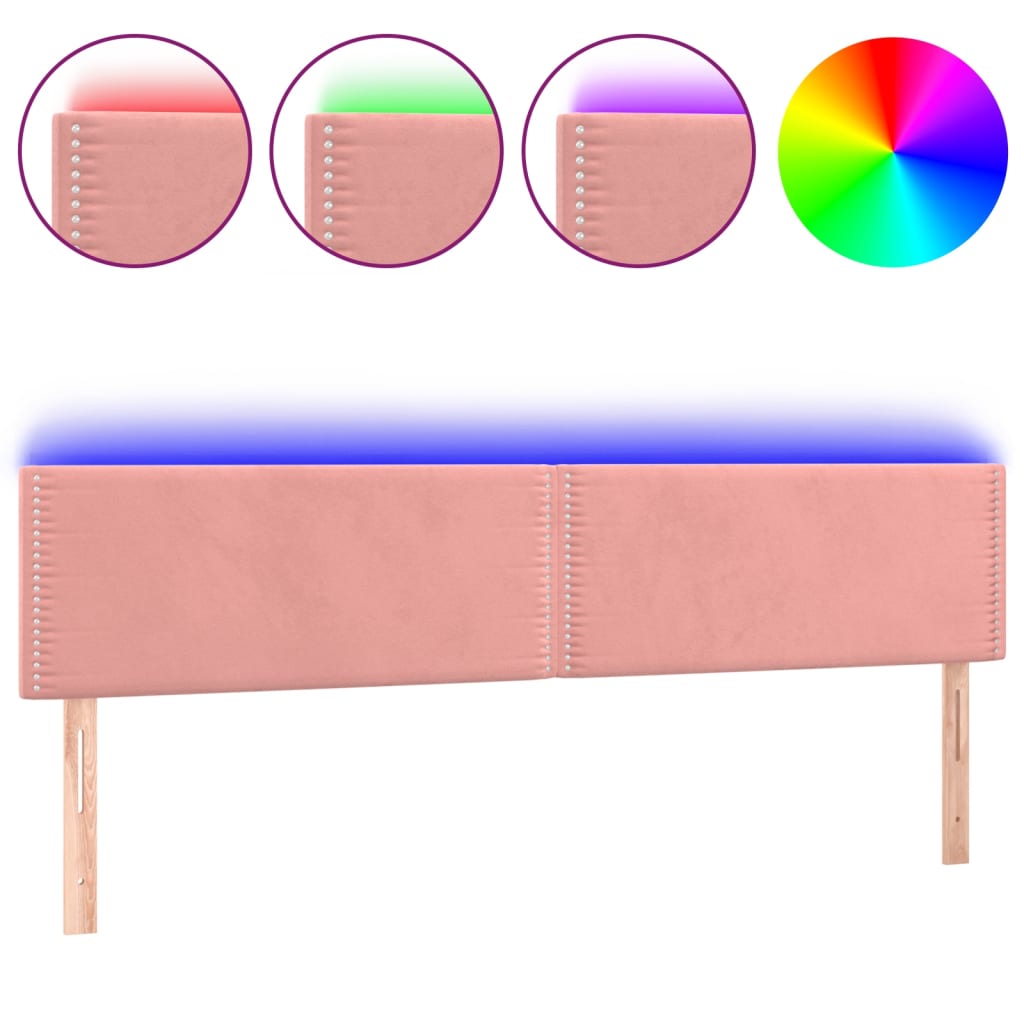 vidaXL Hoofdbord LED 160x5x78/88 cm fluweel roze