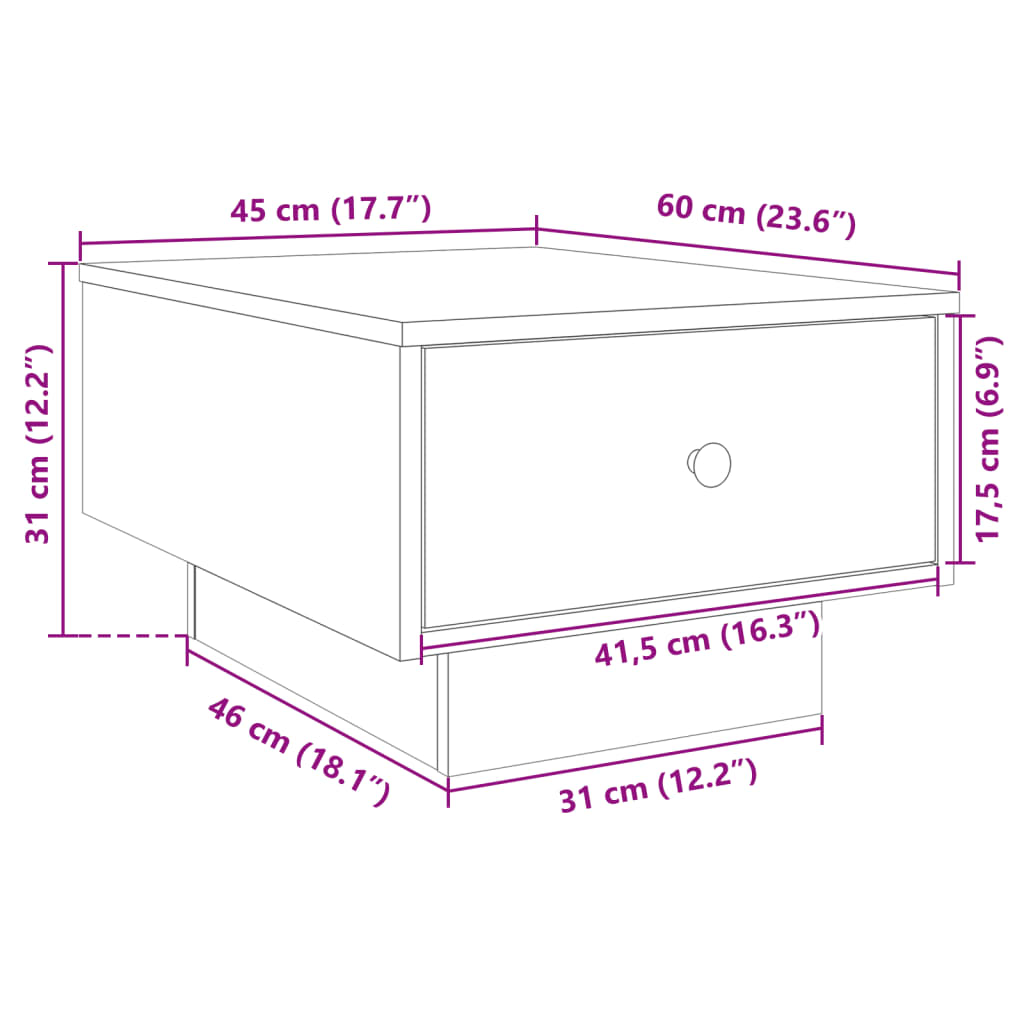 vidaXL Salontafel 60x45x31 cm bewerkt hout zwart