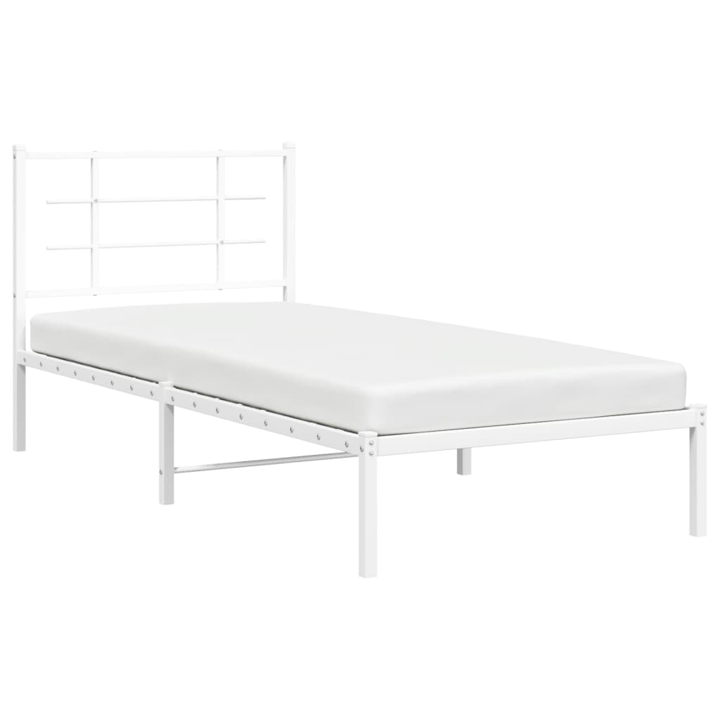 vidaXL Bedframe met hoofdbord metaal wit 90x200 cm