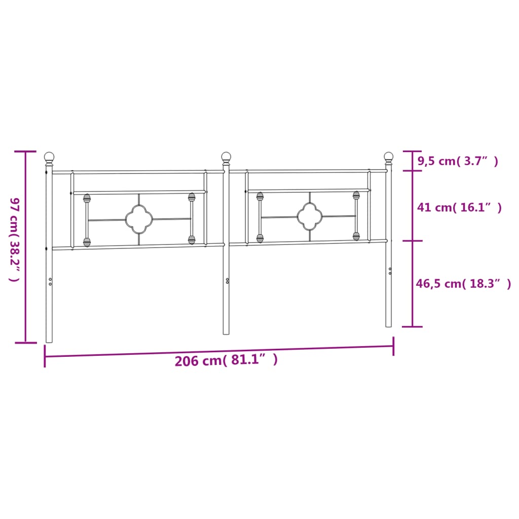 vidaXL Hoofdbord 200 cm metaal wit