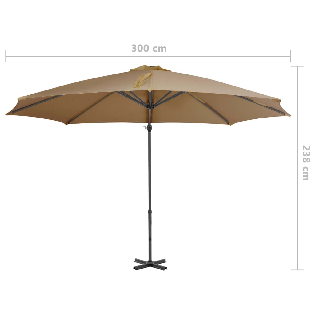 vidaXL Zweefparasol met aluminium paal 300 cm taupe