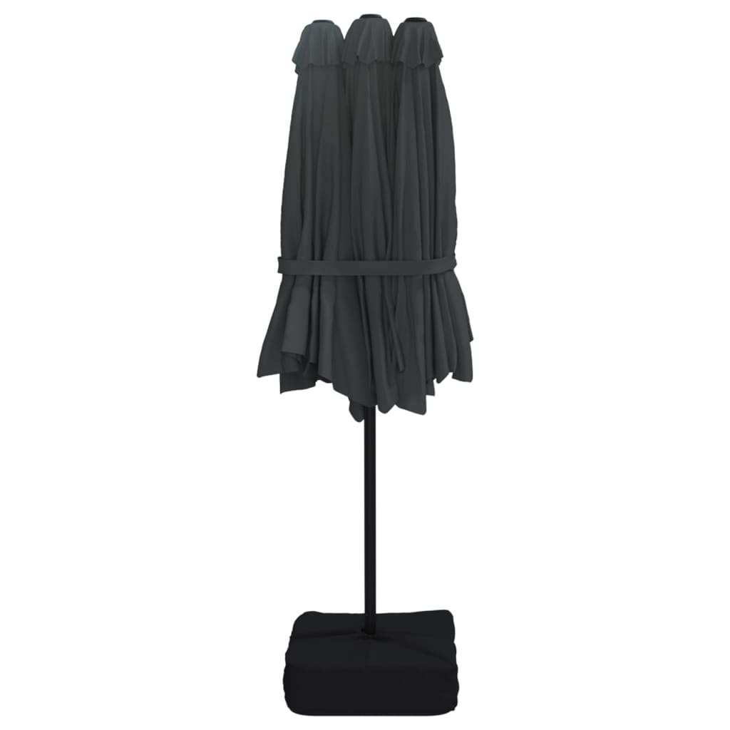 vidaXL Parasol dubbel dak met LED 449x245 cm zwart