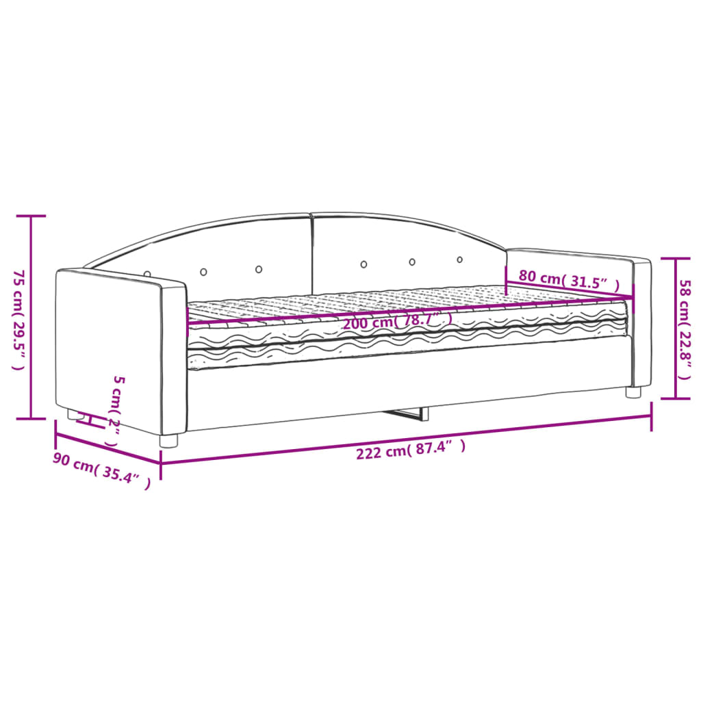 vidaXL Slaapbank met matras 80x200 cm fluweel geel