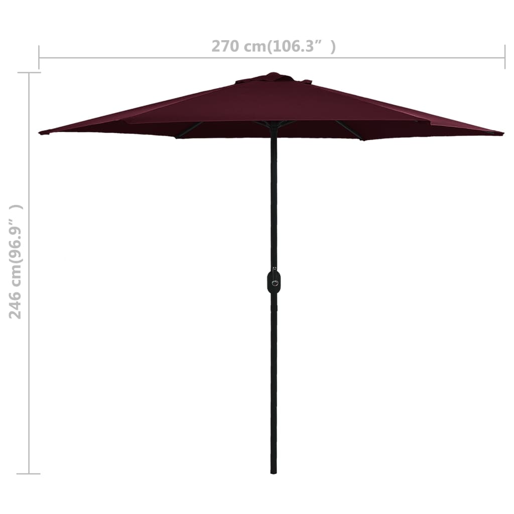 vidaXL Parasol met aluminium paal 270x246 cm bordeauxrood