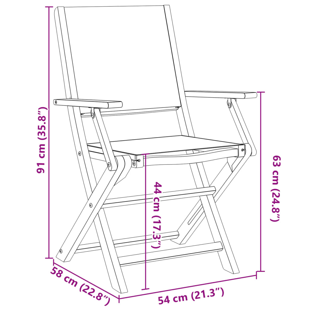 vidaXL Tuinstoelen 4 st inklapbaar massief hout en stof crèmewit