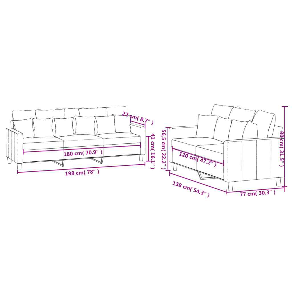 vidaXL 2-delige Loungeset met kussens fluweel zwart