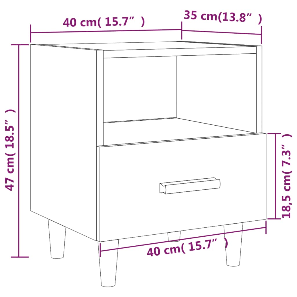 vidaXL Nachtkastjes 2 st 40x35x47 cm gerookt eikenkleurig