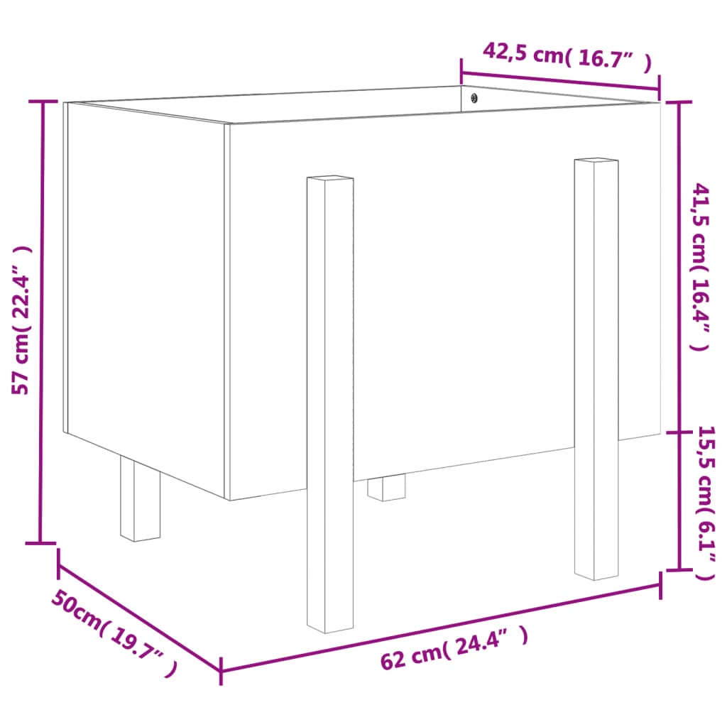 810552 vidaXL Plantenbak 62x50x57 cm massief grenenhout honingbruin