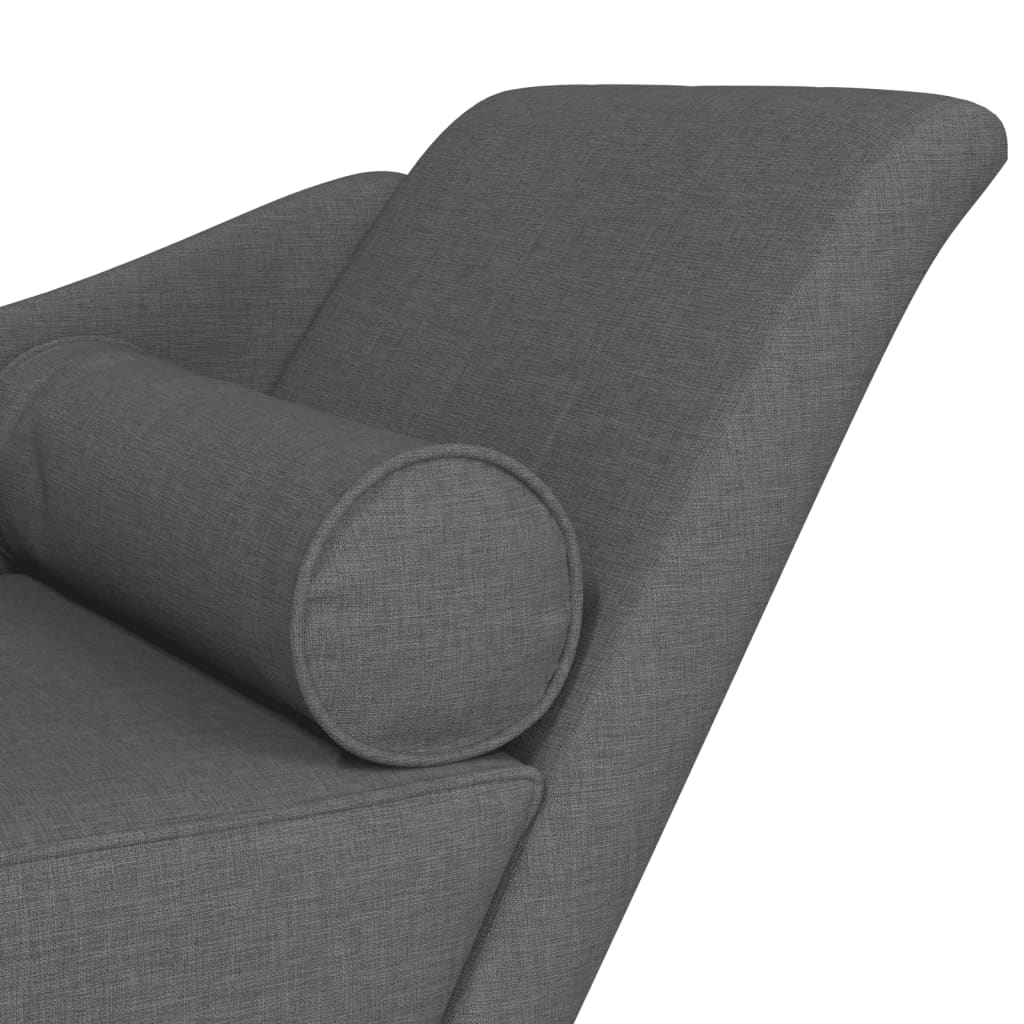 vidaXL Chaise longue met kussens stof donkergrijs