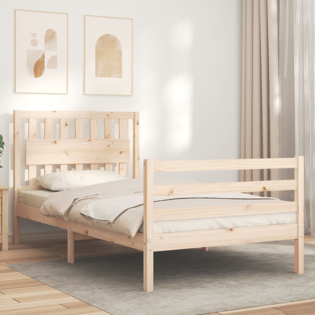 vidaXL Bedframe met hoofdbord massief hout 100x200 cm