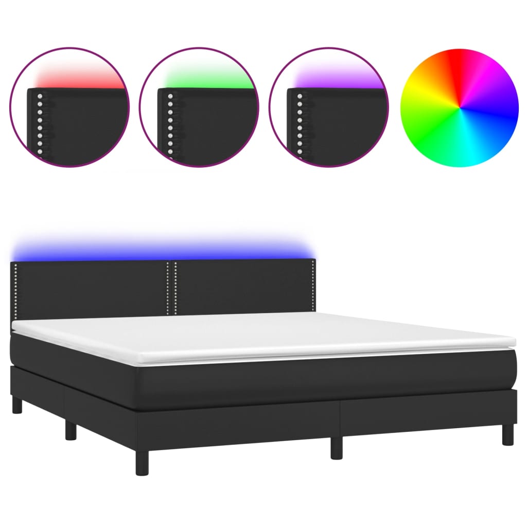 vidaXL Boxspring met matras en LED kunstleer zwart 160x200 cm